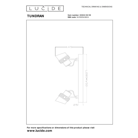 TUNDRAN Spot 34944/02/30 Lucide - zdjęcie dodatkowe 3